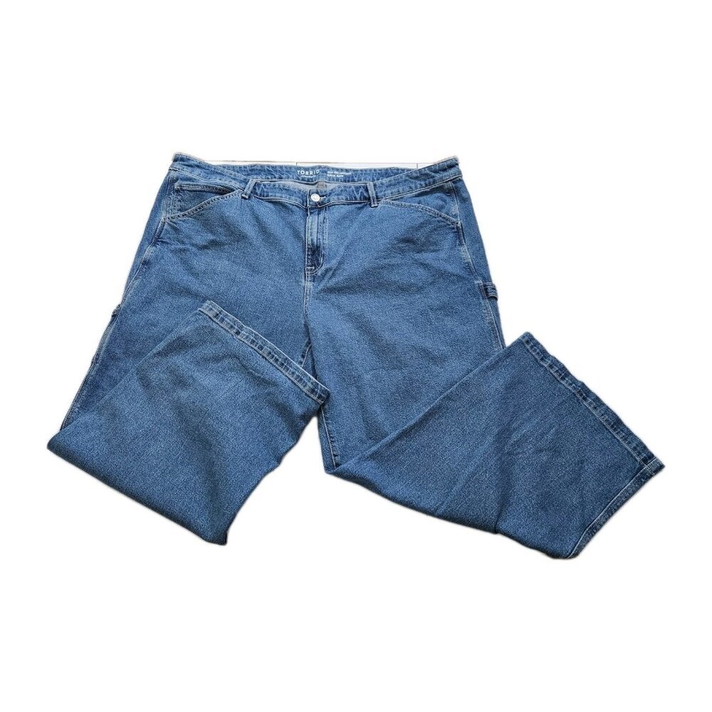 Torrid Jeans Womens 24R Blue Denim High Rise Carpenter Stretch Wide Leg Pockets - Picture 9 of 16